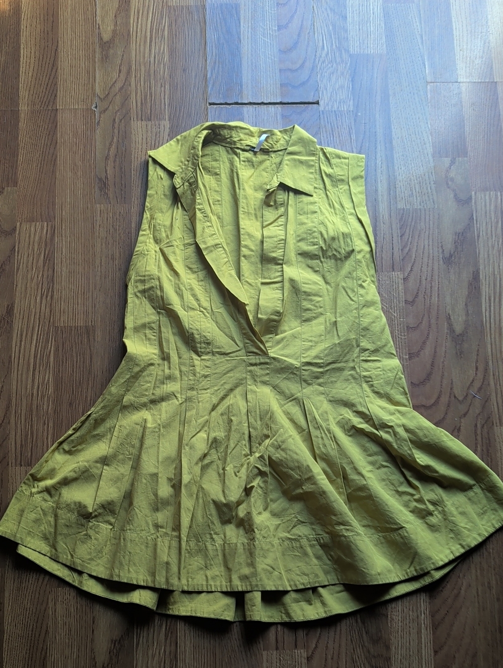 Free People Sleeveless V-Neck Fit & Flare Dress in Chartreuse Yellow